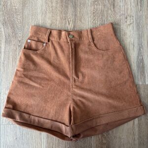 Romwe Brown Corduroy Shorts - Size Medium